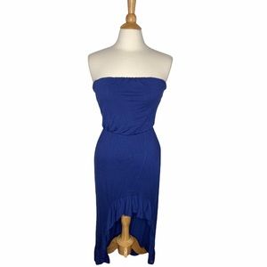 Navy Strapless High Low Dress H11